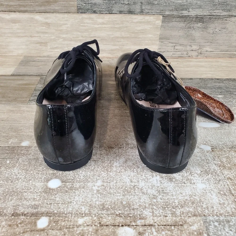 Birkenstock Saunders Womens Shoes Sz 6 Narrow Black Patent Leather Lace Up